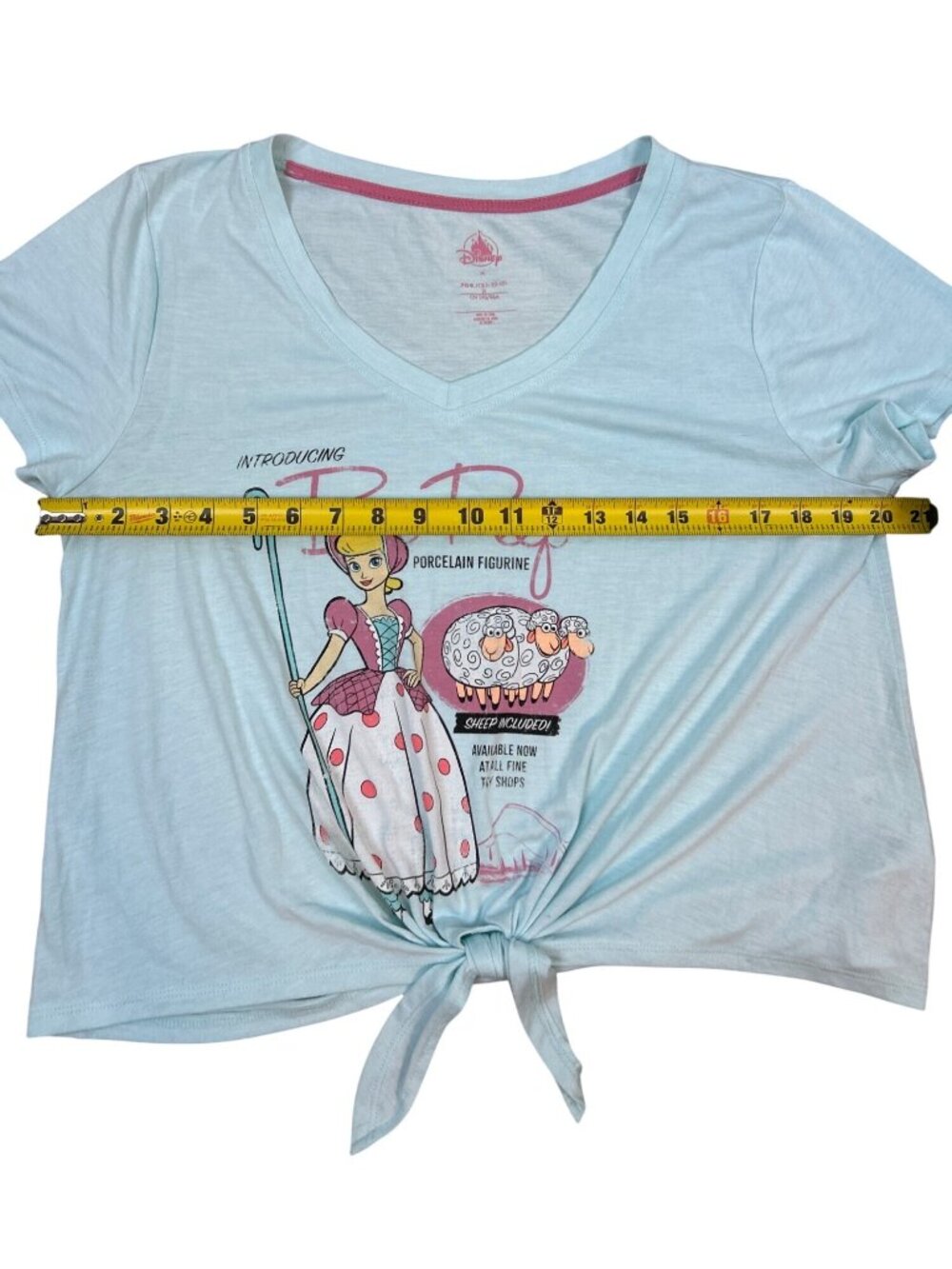 Disney Bo Peep Tie Front Graphic Tee Women's M Light Blue Toy Story Shirt - Picture 4 of 9